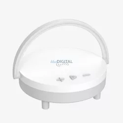   Többfunkciós wireless töltő pad lámpával és bluetooth hangszóróval, 15W, fehér, BWOO WL17