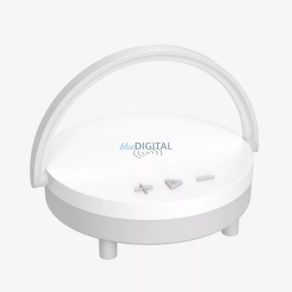 Többfunkciós wireless töltő pad lámpával és bluetooth hangszóróval, 15W, fehér, BWOO WL17