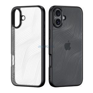 iPhone 16e (6.1") hátlap tok, telefon tok, átlátszó / fekete, PC/TPU, kamera védelemmel, Dux Ducis Aimo
