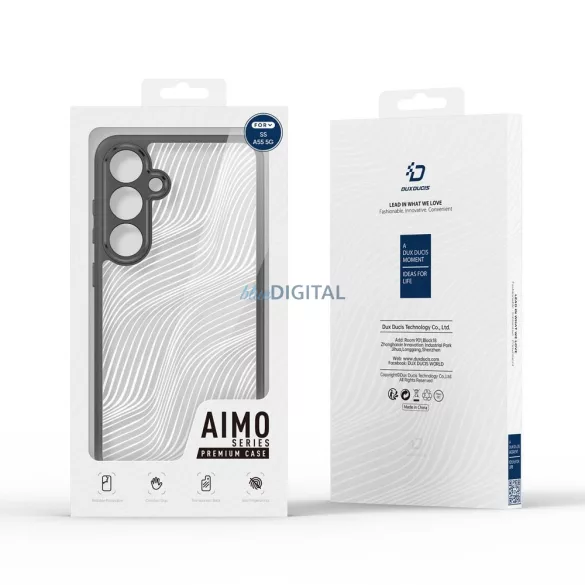 Samsung Galaxy A25 hátlap tok, telefon tok, átlátszó / fekete, PC/TPU, kamera védelemmel, SM-A256, Dux Ducis Aimo