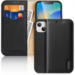   iPhone 15 Pro Max (6.7") telefon tok, könyvtok, oldalra nyíló tok, mágnesesen záródó, bőr, fekete, Dux Ducis Hivo