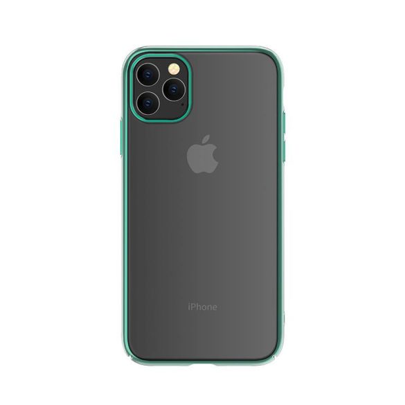 iPhone 11 Pro (5,8") kemény hátlap tok, TPU tok, átlátszó / zöld keret, Devia Glimmer