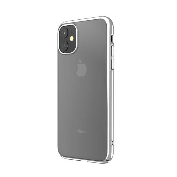 iPhone 11 Pro Max 2019 (6,5") kemény hátlap tok, TPU tok, átlátszó / ezüst keret, Devia Glimmer
