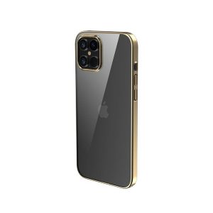 iPhone 11 Pro Max (6,5") kemény hátlap tok, TPU tok, átlátszó / arany keret, Devia Glimmer