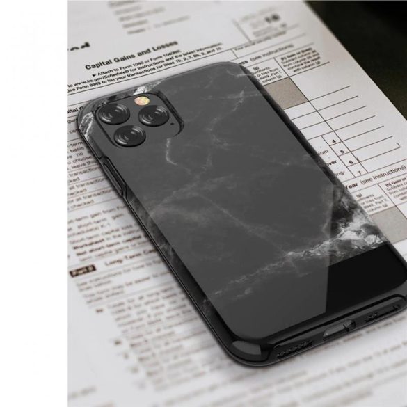iPhone 11 Pro (5,8") hátlap tok, TPU tok, márvány mintás, fekete, Devia Marble
