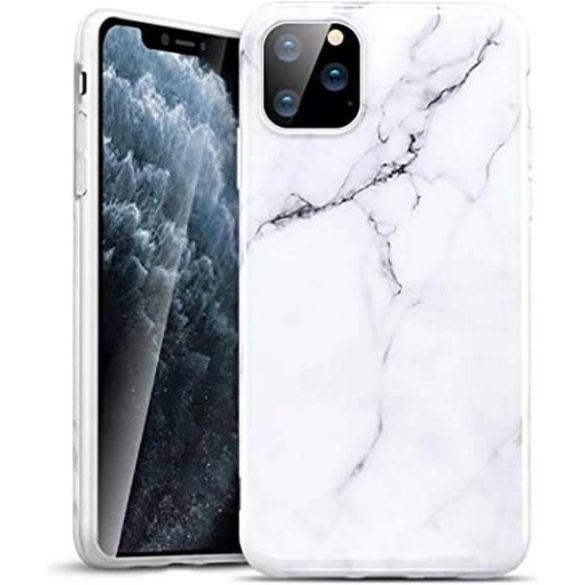 iPhone 11 Pro (5,8") hátlap tok, TPU tok, márvány mintás, fehér, Devia Marble 