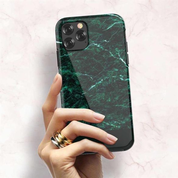 iPhone 11 Pro Max 2019 (6,5") hátlap tok, TPU tok, márvány mintás, zöld, Devia Marble