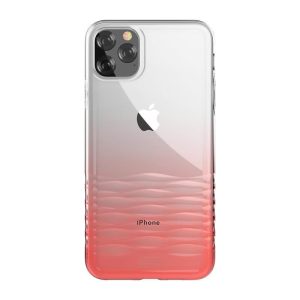 iPhone 11 Pro Max (6,5") hátlap tok, TPU tok, átlátszó / piros színátmenetes, Devia Ocean