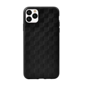 iPhone 11 Pro Max (6,5") hátlap tok, TPU tok, kocka mintás, fekete, Devia Woven 2