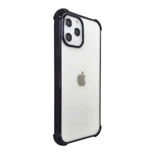 iPhone 12 Mini (5,4") ütésálló hátlap tok, TPU tok, átlátszó / fekete kerettel, Devia Glitter Shockproof