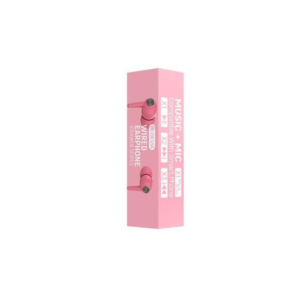 Devia EM018 rózsaszín stereo headset, fülhallgató