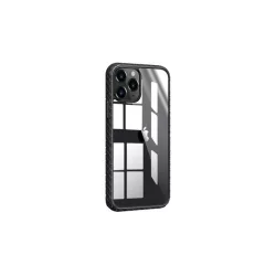   iPhone 12 Pro Max (6,7") ütésálló hátlap tok, TPU tok, átlátszó / fekete keret, Devia Shark4