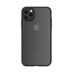   iPhone 12 Pro Max (6,7") kemény hátlap tok, TPU tok, átlátszó / fekete keret, Devia Glimmer