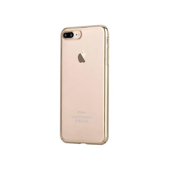 iPhone 12 Pro Max (6,7") kemény hátlap tok, TPU tok, átlátszó /arany keret, Devia Glimmer