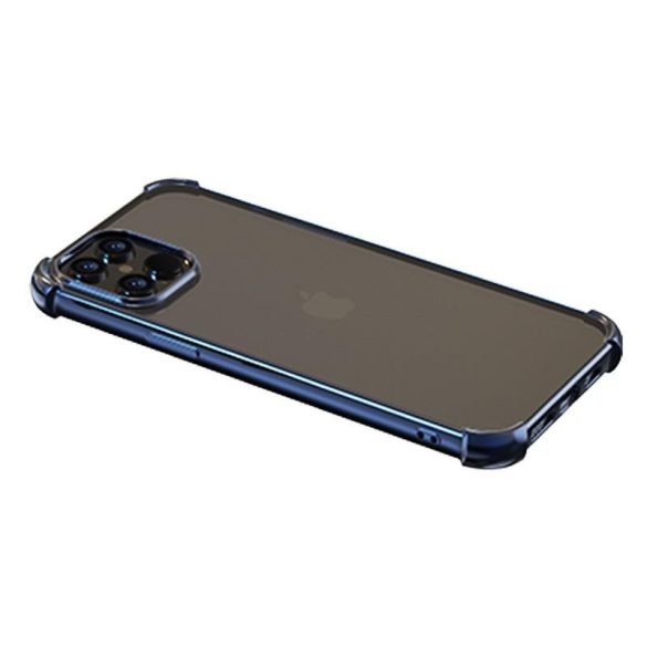 iPhone 12 Pro Max (6,7") ütésálló hátlap tok, TPU tok, átlátszó / kék kerettel, Devia Glitter Shockproof