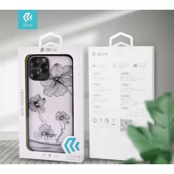   iPhone 12 Pro Max (6,7") hátlap tok, TPU tok, virágos / köves mintás, fekete, Devia Crystal Flora