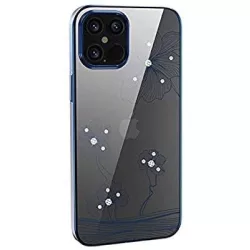   iPhone 12 Pro Max (6.7") hátlap tok, TPU tok, virágos / köves mintás, kék, Devia Crystal Flora