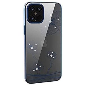 iPhone 12 Pro Max (6,7") hátlap tok, TPU tok, virágos / köves mintás, kék, Devia Crystal Flora