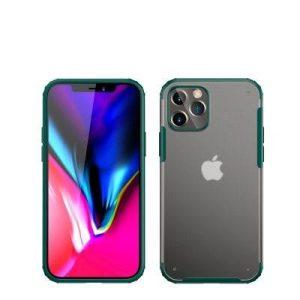 iPhone 12 Pro Max (6,7") ütésálló hátlap tok, TPU tok, átlátszó / zöld kerettel, Devia Pioneer