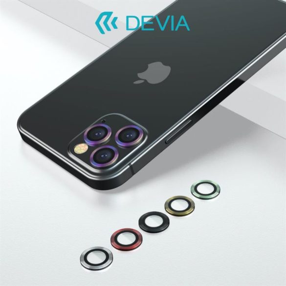 Devia iPhone 12 Mini (5,4") / iPhone 12 (6,1") fehér kamera lencsevédő üvegfólia
