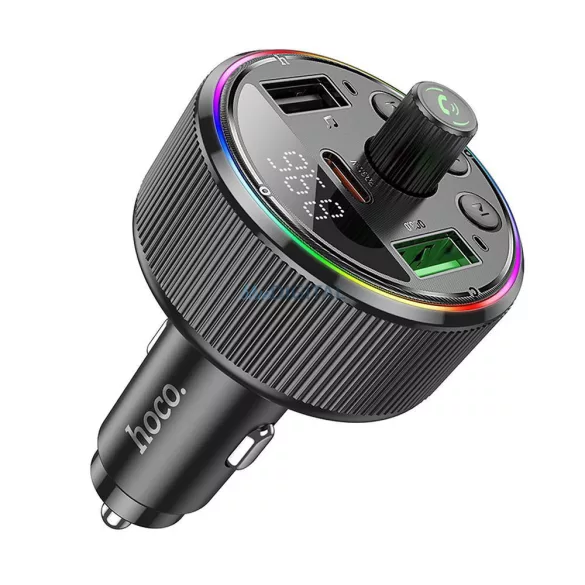Bluetooth FM transmitter, 2xUSB / 1xType-C, QC3.0 / PD 30W, BT5.3, fekete, Hoco E82