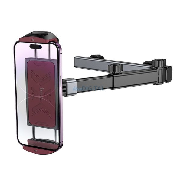 Fejtámlára rögzíthető telefon / tablet tartó, 4.5"-13", fekete-piros, Hoco H69