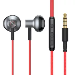   Stereo vezetékes fülhallgató jack csatlakozóval, hangerőszabályozós, piros, Baseus Encok H19 NGH19-09