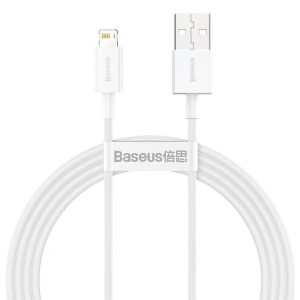 iPhone 8pin gyorstöltő adatkábel, fehér, 1.5M, 2.4A, Baseus Superior Series