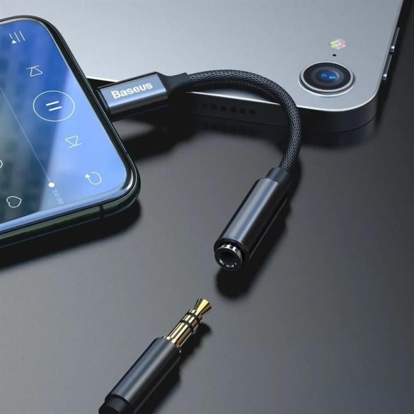 Audio / HF adapter, iPhone 8pin - 3.5mm jack, fekete, Baseus CALL3-01