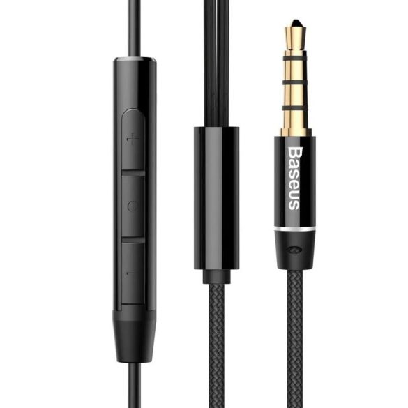 Stereo vezetékes fülhallgató jack csatlakozóval, hangerőszabályozós, fekete, Baseus Encok H06 NGH06-01