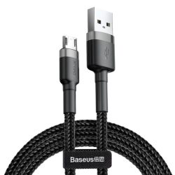   Micro USB adatkábel, fekete-szürke, 3m, 2.4A, Baseus Cafule