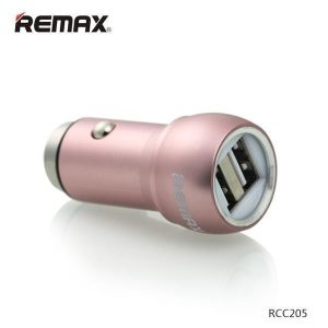 Remax RCC205 rózsaszín 2USB fém szivartöltőfej 2.4A