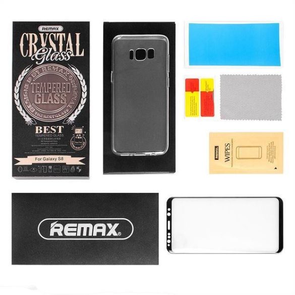 Remax GL-08 Samsung G955 Galaxy S8 Plus fekete 3D előlapi üvegfólia (PET)