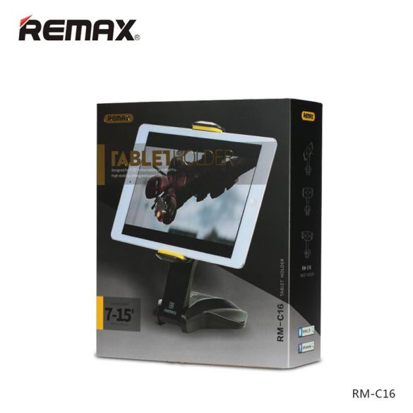Remax RM-C16 360 fokban elfordítható asztali tablettartó fekete-sárga 7"-15"