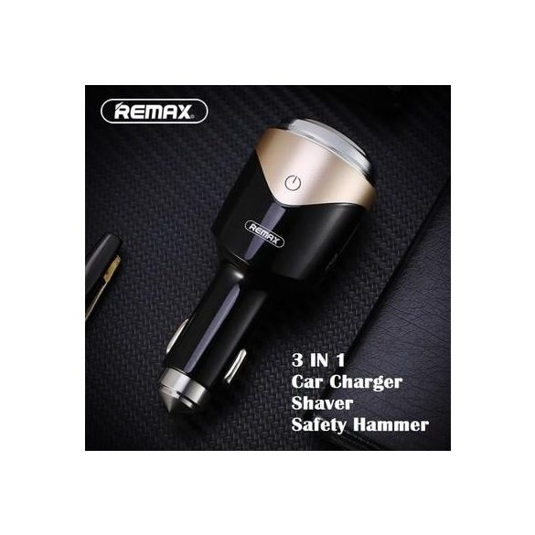 Remax RT-SP01 fekete szivartöltőfej 2.4A szélvédőtörő fej + borotva