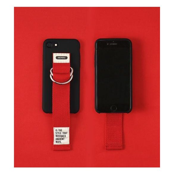 Remax RM-1643 iPhone X XS (5,8") fekete szilikon tok szíjjal