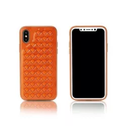   iPhone X / XS (5,8") hátlap tok, műbör, fonott mintás, barna, Remax RM-1637