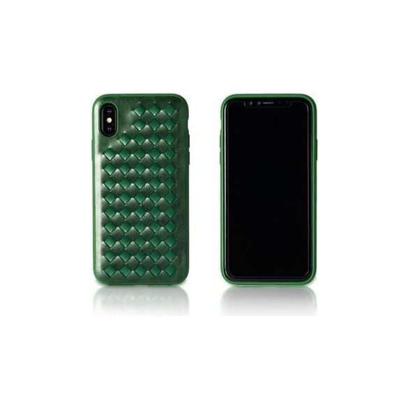 Remax RM-1637 iPhone X XS (5,8") zöld fonott műbőr hátlap tok