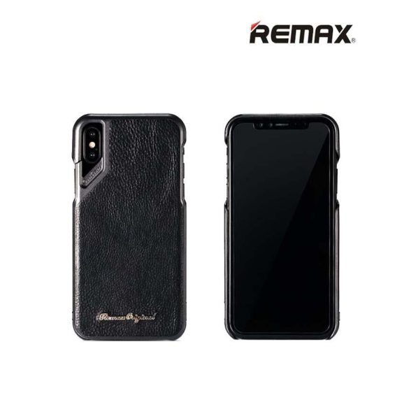 Remax RM-1652 iPhone X XS (5,8") fekete műbőr hátlap tok