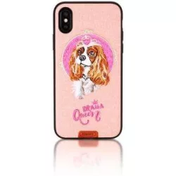   Remax RM-1647 iPhone X XS (5,8") rózsaszín kutyás hátlap tok "Drama Queen"