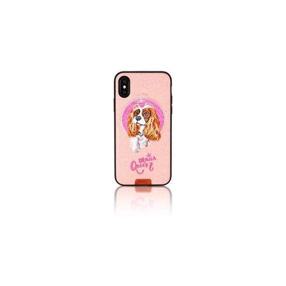Remax RM-1647 iPhone X XS (5,8") rózsaszín kutyás hátlap tok "Drama Queen"