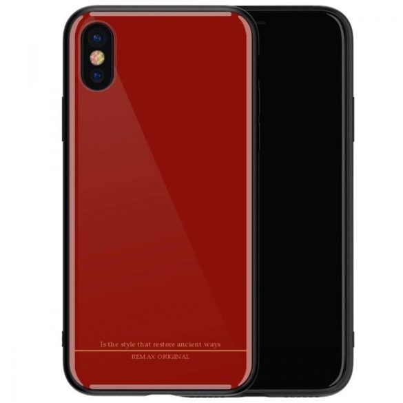Remax RM-1653 iPhone X / XS (5,8") piros fényes hátlap tok