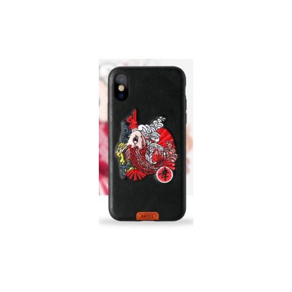 Remax RM-1636 iPhone X XS (5,8") fekete "KoiFish" mintás hátlap tok