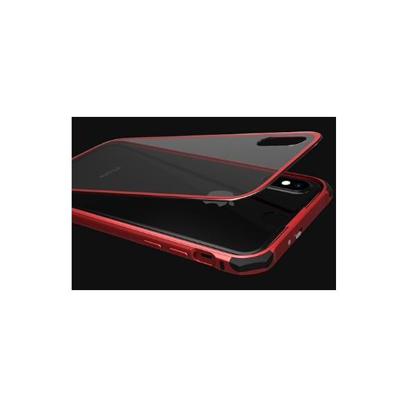 Remax RM-1658 iPhone X XS (5,8") piros fém keretes hátlap tok