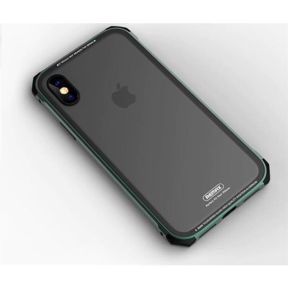Remax RM-1658 iPhone X XS (5,8") zöld fém keretes hátlap tok