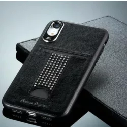   Remax RM-1668 iPhone X / XS (5,8") fekete bankkártya tartós műbőr hátlap tok