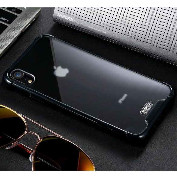 Remax RM-1667 iPhone XS Max (6,5") fekete szilikon keretes hátlap tok