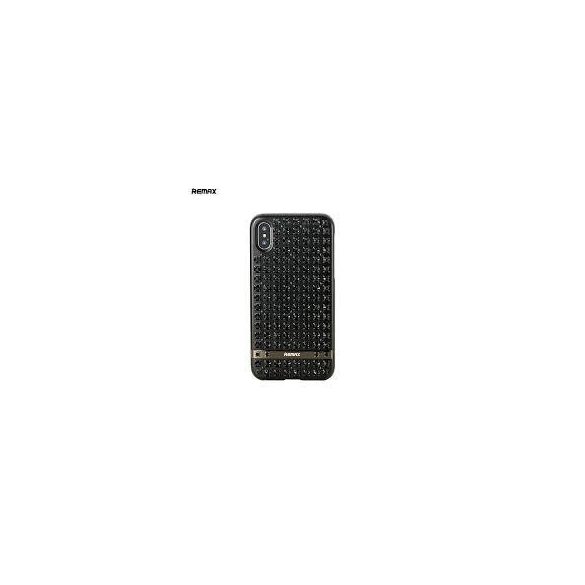 Remax RM-1675 iPhone X / XS (5,8") fekete köves kemény hátlap tok