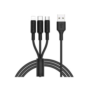 Hoco X25 3in1 iPhone 8pin + Type-c + Micro USB fekete töltőkábel 2A 1M