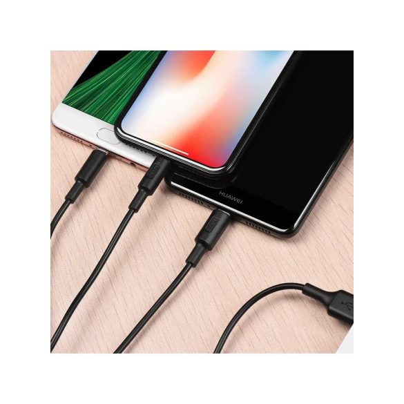 Hoco X25 3in1 iPhone 8pin + Type-c + Micro USB fekete töltőkábel 2A 1M